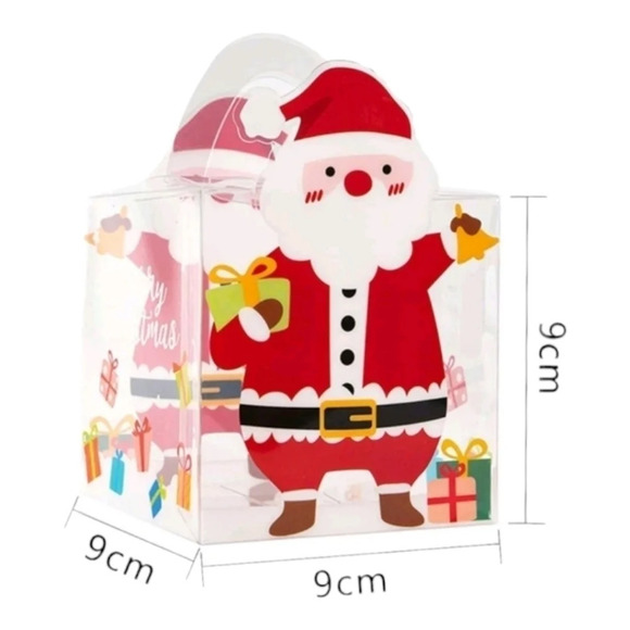 -Christmas santa & elk print gift clear boxes set of 8 - Picture 3 of 6